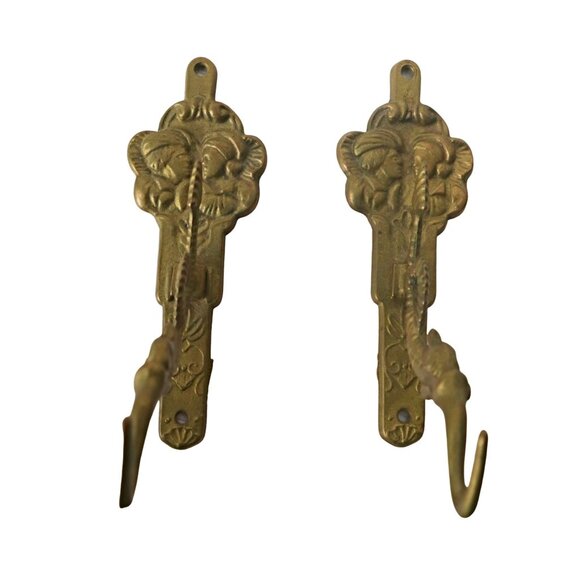 Vintage Brass Serpent Wall Hook Dutch Mythical Fish Serpent - Picture 1 of 4